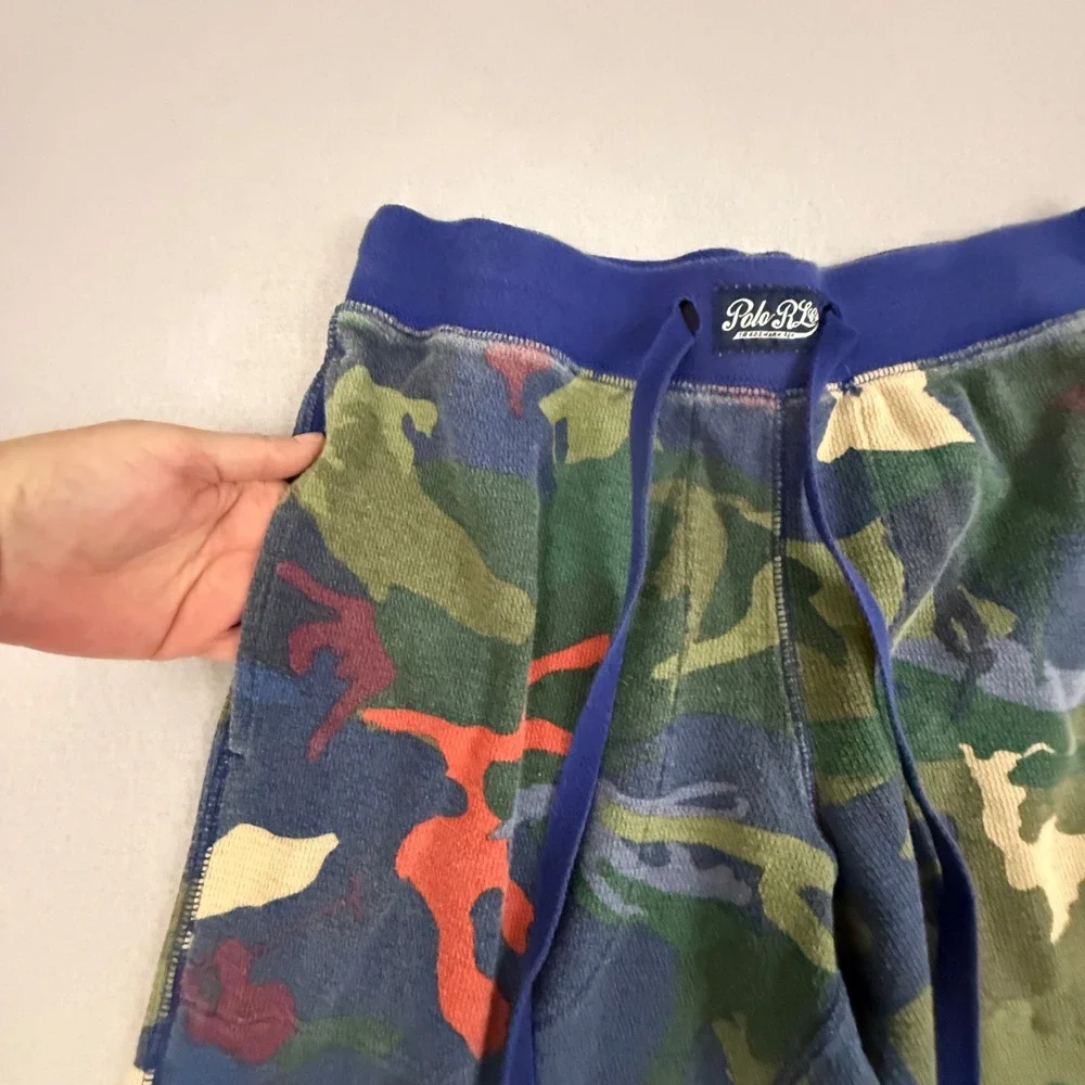 Polo Ralph Lauren Camo Waffle Knit Jogger Pants Big Pony Mens Medium Multi Color - Picture 5 of 11